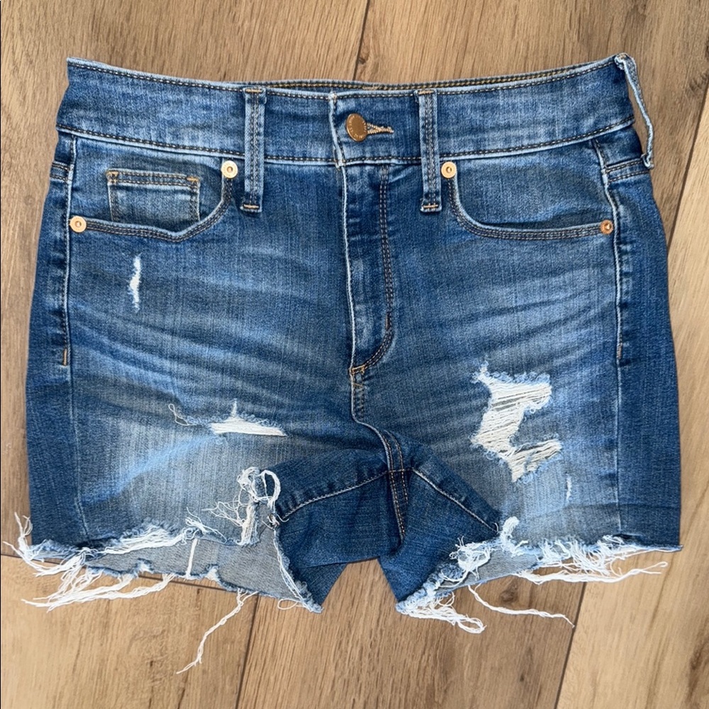 Distressed Blue Denim Shorts